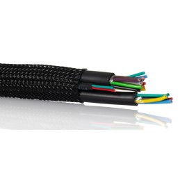 1 Reel of 5 M - HellermannTyton Expandable Braided PET Black Cable Sleeve, 8mm Diameter, 5m Length