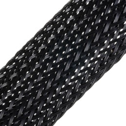 1 Reel of 5 M - HellermannTyton Expandable Braided PET Black Cable Sleeve, 8mm Diameter, 5m Length