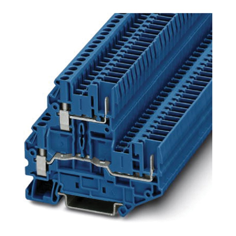 1 Box of 50 - Phoenix Contact UTTB 2.5/2P BU Series Blue Double Level Terminal Block, 0.14 - 4mm², Double-Level, Screw