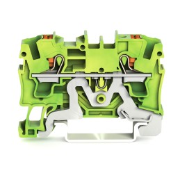 1 Box of 50 - Wago TOPJOB S, 2204 Series Green/Yellow Earth Terminal Block, 4mm², Single-Level, Push-In Cage Clamp Termination, 