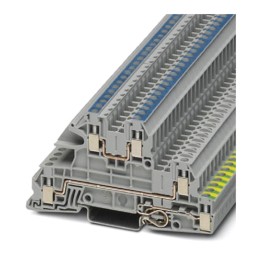 1 Box of 50 - Phoenix Contact UTI 2.5-PE/L/N Series Grey DIN Rail Terminal Block, 0.2 - 4mm², Triple-Level, Screw Termination