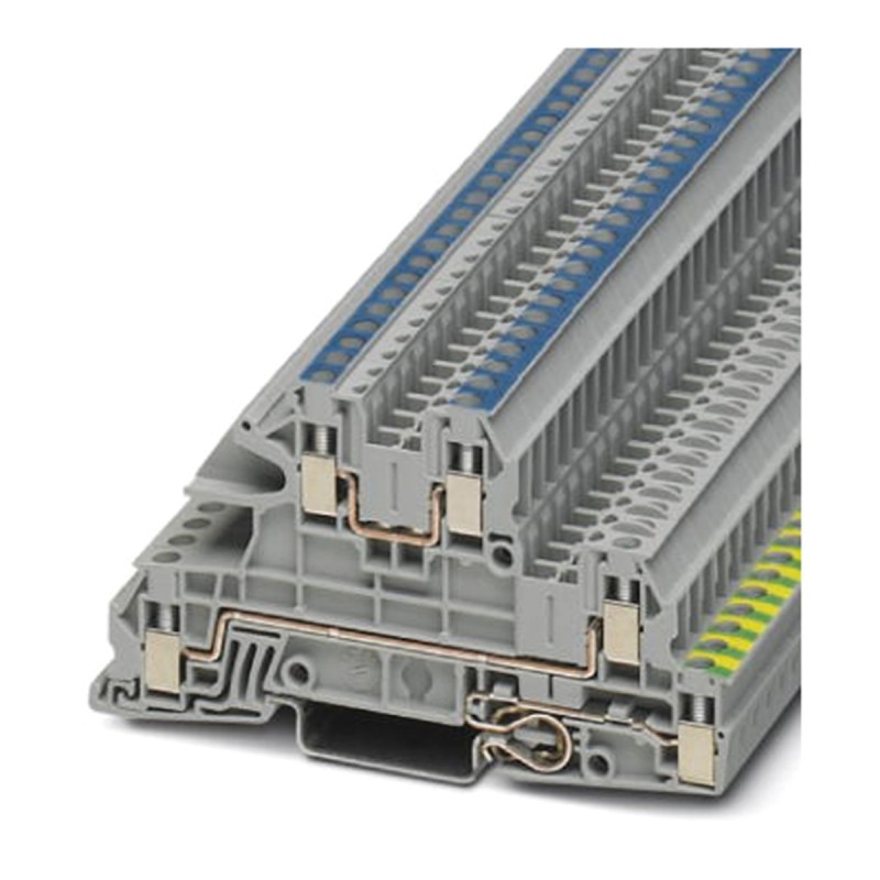 1 Box of 50 - Phoenix Contact UTI 2.5-PE/L/N Series Grey DIN Rail Terminal Block, 0.2 - 4mm², Triple-Level, Screw Termination