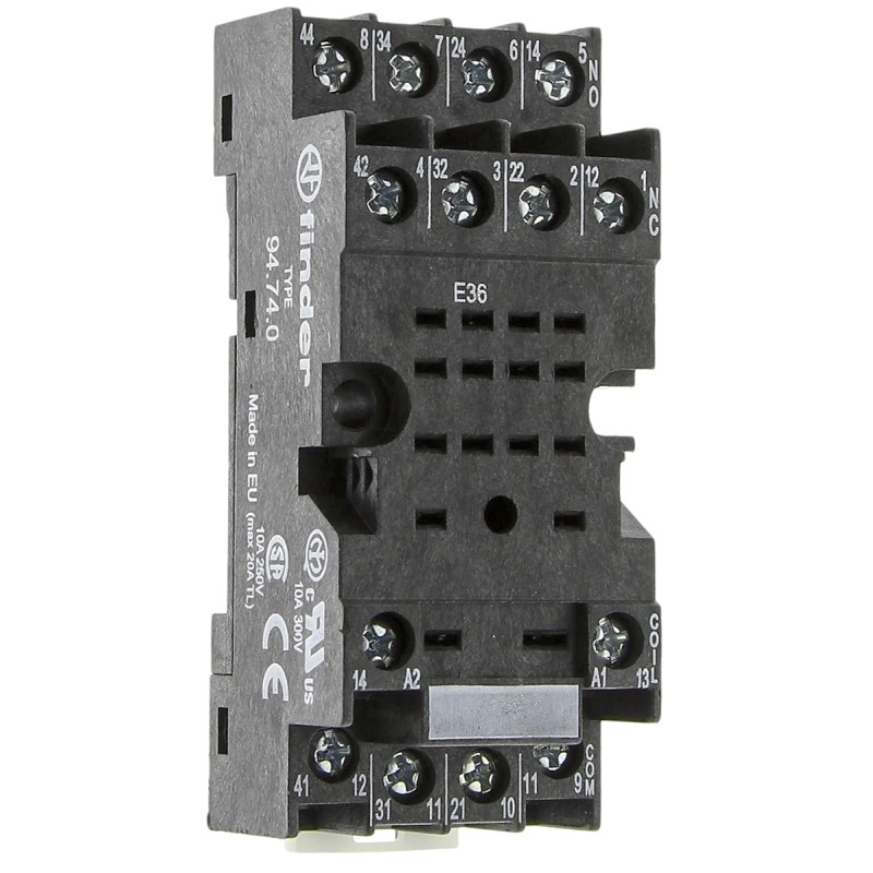 1 pcs - Finder 94 Relay Socket, for use with 55.32 - 55.34 Series Relays and 85.04 Series Timers