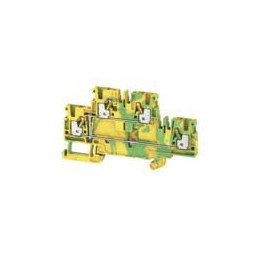 1 Box of 50 - Weidmuller A Series Green/Yellow DIN Rail Terminal Block, 2.5mm², Double-Level, Push In Termination