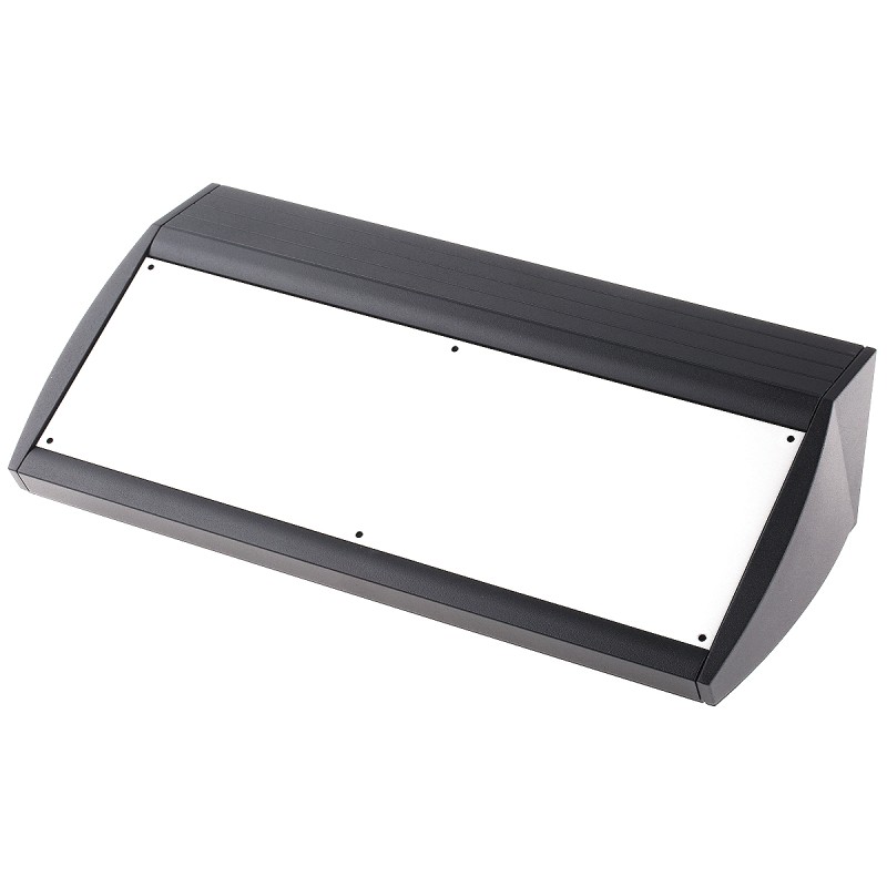 1 pcs - METCASE Unidesk Series Black Aluminium Desktop Enclosure, Sloped Front, 400 x 200 x 102mm