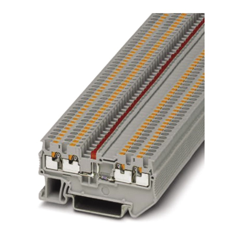 1 Box of 50 - Phoenix Contact PT 1.5/S-QUATTRO-LA 24 RD Series Grey Feed Through Terminal Block, 0.14 - 1.5mm², Single-Level,