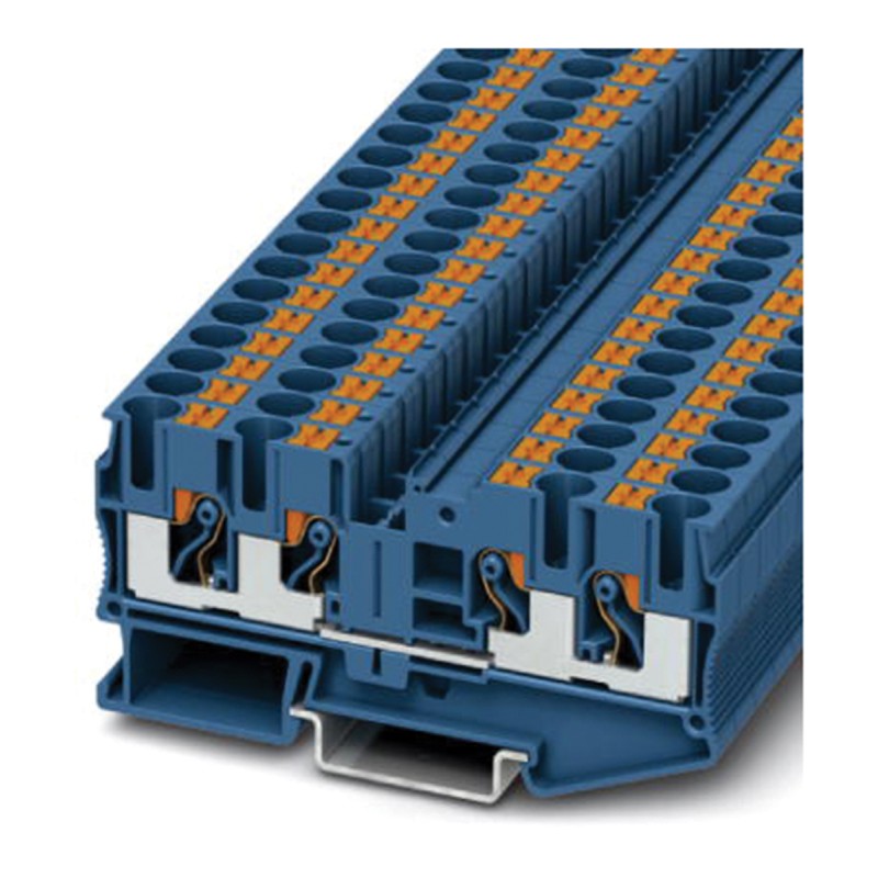 1 Box of 50 - Phoenix Contact PT 6-QUATTRO BU Series Grey Feed Through Terminal Block, Single-Level, Push In Termination