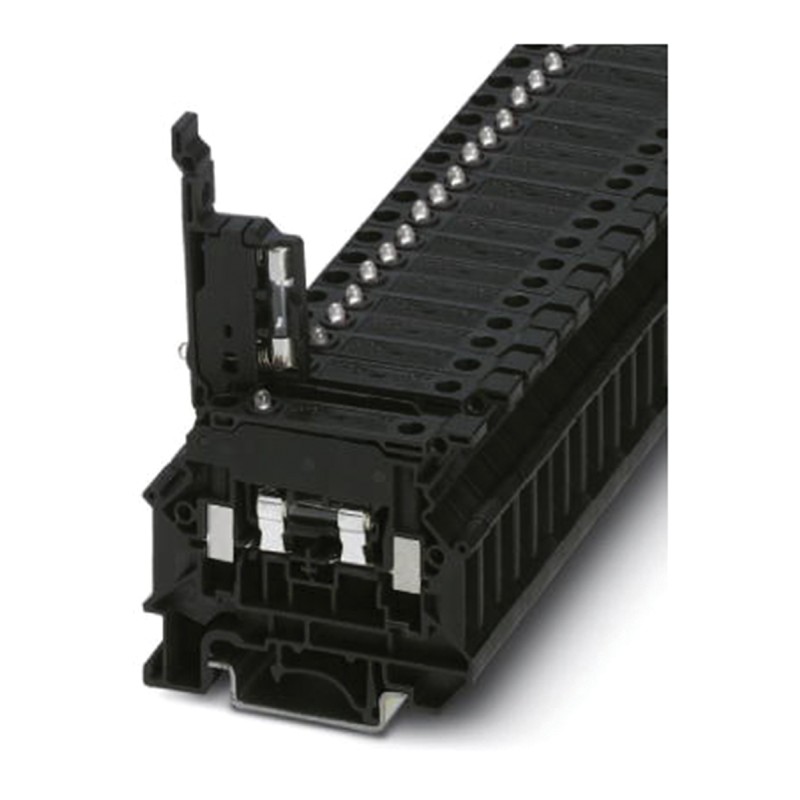 1 Box of 50 - Phoenix Contact UK 5-HESILA 250 N Series Black Fused DIN Rail Terminal, 1-Level, Screw Termination, Fused