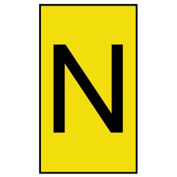 1 Bag of 250 - HellermannTyton Ovalgrip Slide On Cable Markers, Black on Yellow, Pre-printed 'N', 2.5 - 6mm Cable