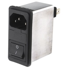 40 pcs - Schaffner 1A, 250 V ac Male Snap-In IEC Filter 2 Pole FN285-1-06, Faston 1 Fuse