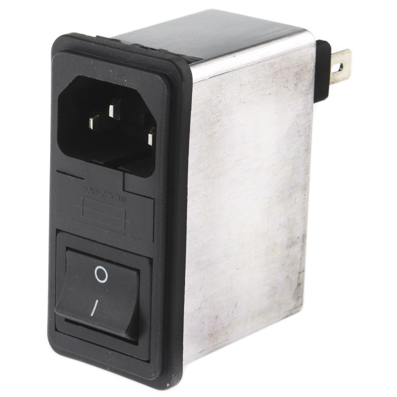 40 pcs - Schaffner 1A, 250 V ac Male Snap-In IEC Filter 2 Pole FN285-1-06, Faston 1 Fuse