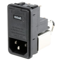 40 pcs - Schaffner 6A, 250 V ac Male Snap-In IEC Filter FN370-6-21, Solder 1 Fuse