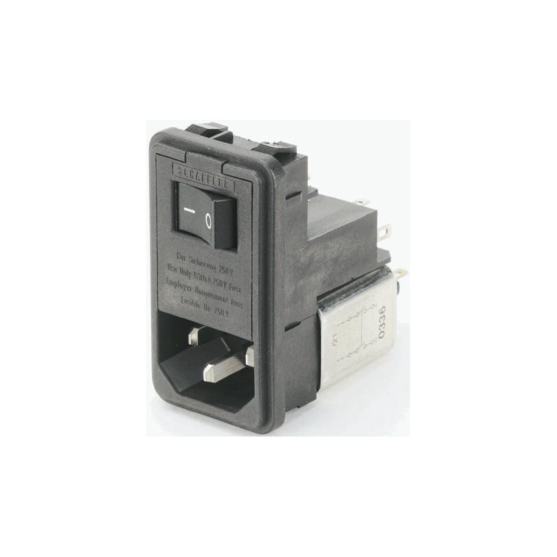 40 pcs - Schaffner 6A, 250 V ac Male Snap-In IEC Filter FN382B-6-21, Solder