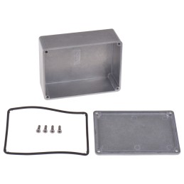 1 pcs - Hammond 1590 Series Natural Die Cast Aluminium Enclosure, IP65, Natural Lid, 110 x 82 x 44mm