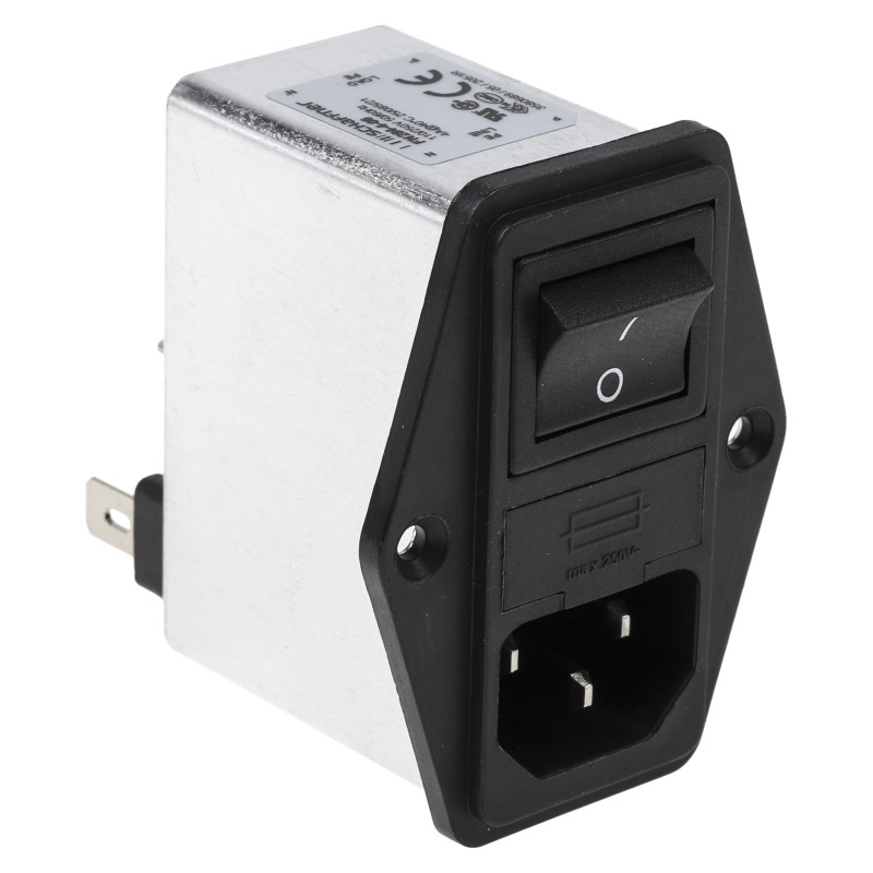 40 pcs - Schaffner 4A, 250 V ac Male Panel Mount IEC Filter 2 Pole FN284-4-06, Faston 2 Fuse