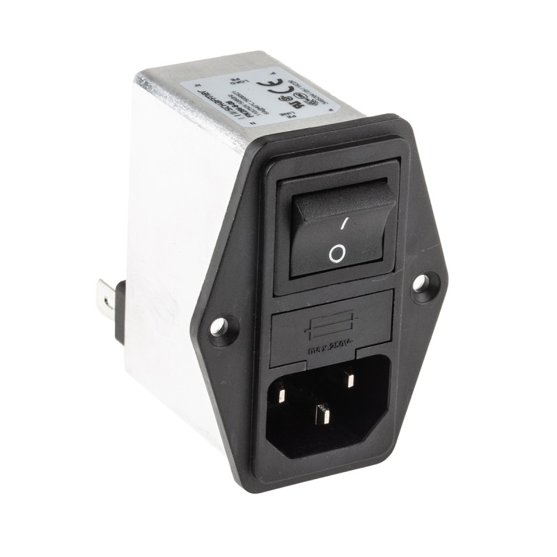 40 pcs - Schaffner 6A, 250 V ac Male Panel Mount IEC Filter 2 Pole FN284-6-06, Faston 2 Fuse