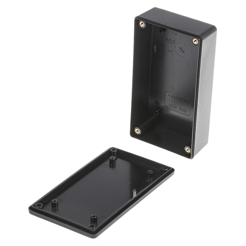 1 pcs - Hammond 1591 Series Black Flame Retardant ABS Enclosure, IP54, Black Lid, 113 x 63 x 28mm