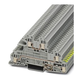 1 Box of 50 - Phoenix Contact UTI 2.5-PE/L/L Series Grey DIN Rail Terminal Block, 0.2 - 4mm², Triple-Level, Screw Termination