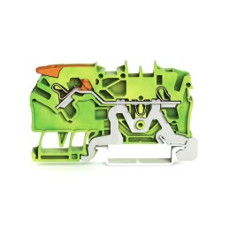 1 Box of 50 - Wago TOPJOB S, 2102 Series Green/Yellow Earth Terminal Block, 2.5mm², Single-Level, Push-In Cage Clamp Termination
