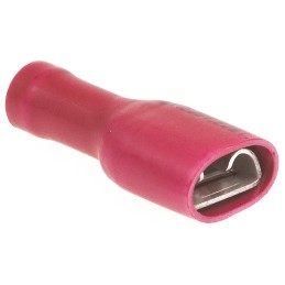 1 Box of 500 - JST FLVDDF Red Insulated Female Spade Connector, Receptacle, 6.35 x 0.8mm Tab Size, 0.25mm² to 1.65mm²
