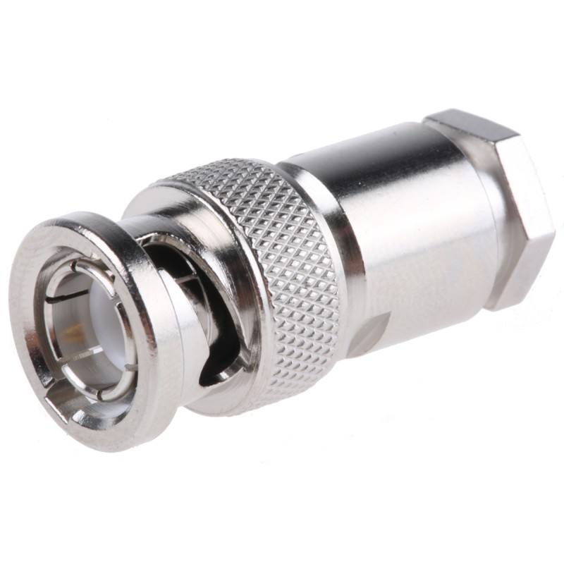 1 pcs - Telegartner, Plug Cable Mount BNC Connector, 50Ω, Clamp Termination, Straight Body