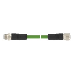 5 pcs - TE Connectivity Cat5e M12 to M12 Ethernet Cable, Green PUR Sheath, 2m