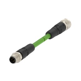 5 pcs - TE Connectivity Cat5e M12 to M12 Ethernet Cable, Green PVC Sheath, 2m