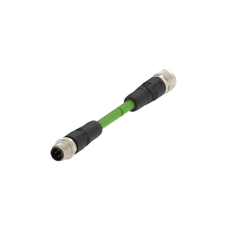 5 pcs - TE Connectivity Cat5e M12 to M12 Ethernet Cable, Green PVC Sheath, 2m