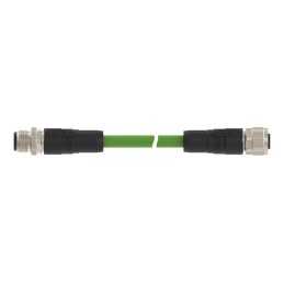 5 pcs - TE Connectivity Cat5e M12 to M12 Ethernet Cable, Green PVC Sheath, 2m