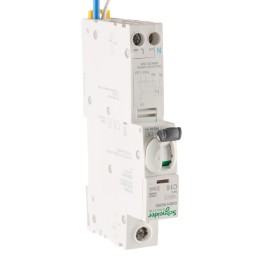 1 pcs - Schneider Electric RCBO, 16A Current Rating, 1P+N Poles, 30mA Trip Sensitivity, Type C, Acti 9 Range