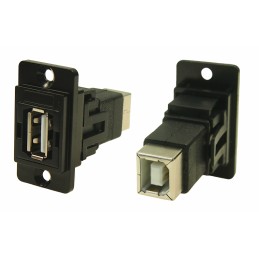1 pcs - RS PRO Straight, Panel Mount, Socket to Socket Type A to B 2.0 USB Connector