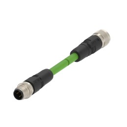 5 pcs - TE Connectivity Cat5e M12 to M12 Ethernet Cable, Green PUR Sheath, 1.5m