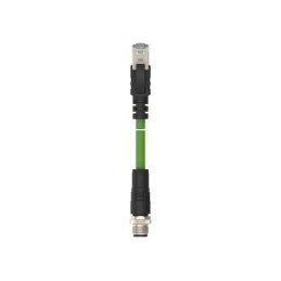 5 pcs - TE Connectivity Cat5e Straight Male M12 to Male RJ45 Ethernet Cable, Green PUR Sheath, 1m