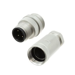 100 pcs - Norcomp Circular Connector, 4 Contacts, Panel Mount, M12 Connector, Plug, Male, IP67, M12 Series