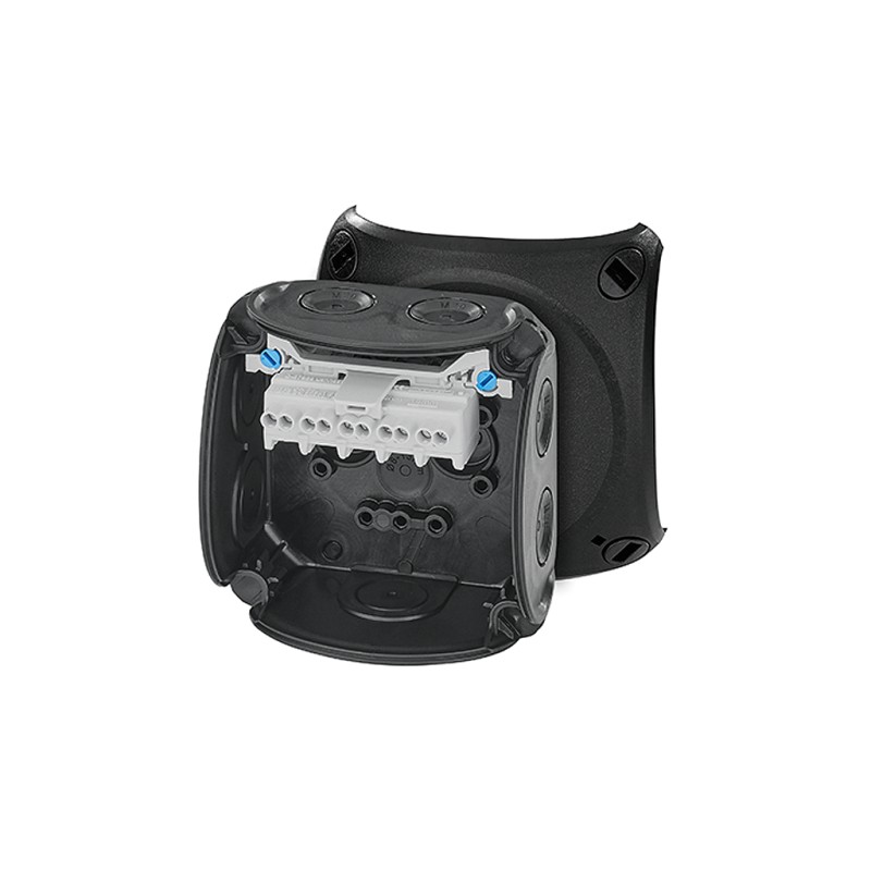 1 pcs - HENSEL DK Series Black Polypropylene Terminal Box, IP66, 5 Terminals, 62 x 93 x 93mm