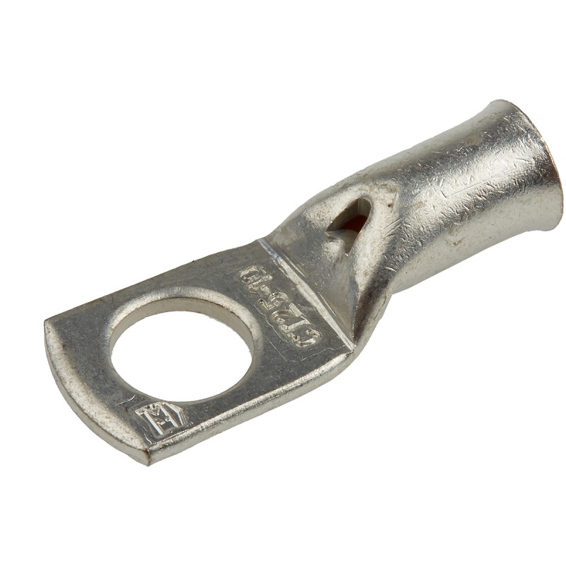 1 Pack of 10 - RS PRO Uninsulated Tubular Ring Terminal, M10 Stud Size to 25mm² Wire Size