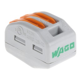 1 Pack of 10 - Wago 222 Series Lever Connector, 2-Way, 32A, 28 - 12 AWG Wire, Cage Clamp Termination