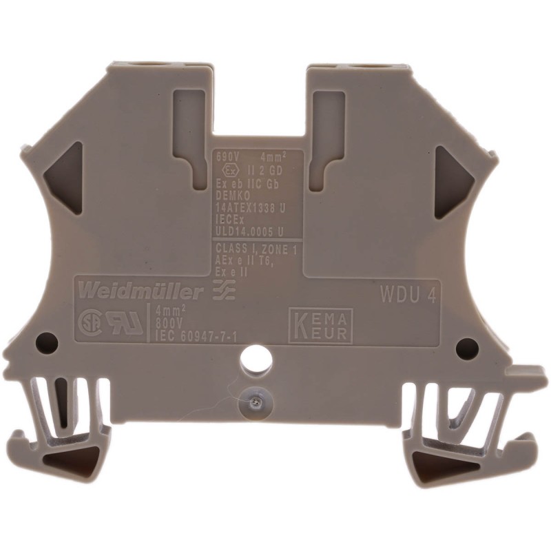 1 Pack of 10 - Weidmuller WDU Series Beige Feed Through Terminal Block, 4mm², Single-Level, Screw Termination, ATEX
