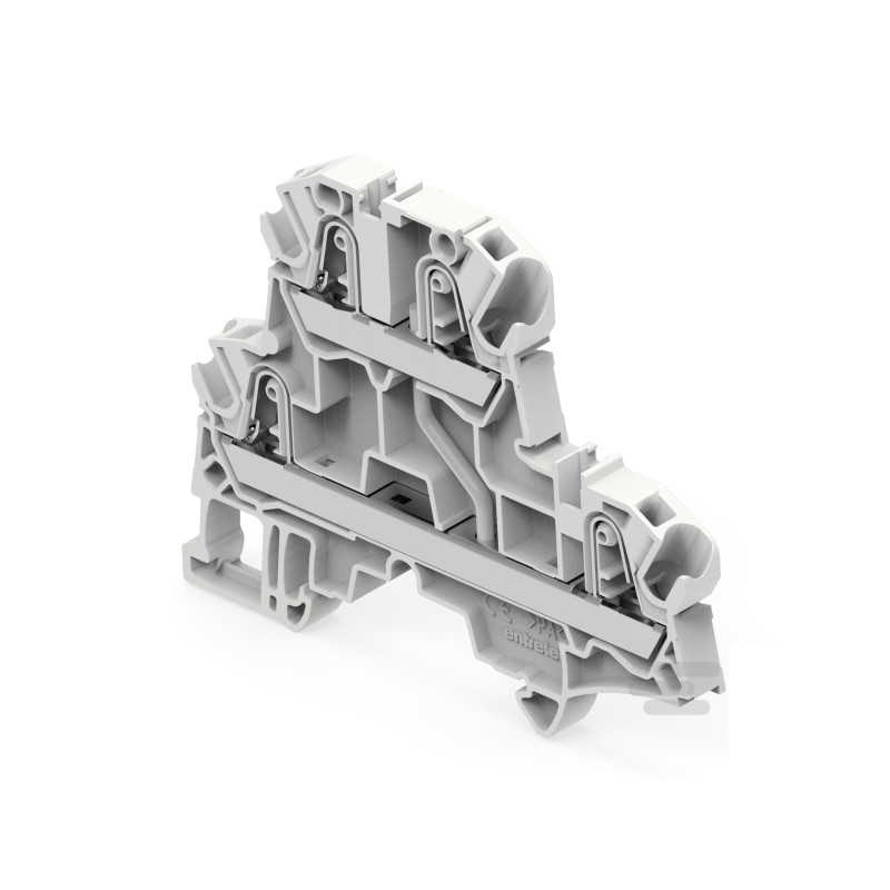 50 pcs - 1SNK Series Grey Terminal Block, 4mm², 2-Level, Push In Termination