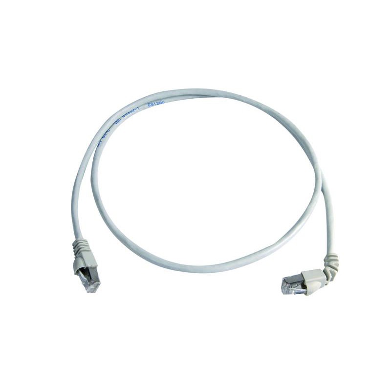 1 pcs - Telegartner Cat6a Right Angle Male RJ45 to Male RJ45 Ethernet Cable, S/FTP, Grey LSZH Sheath, 2m