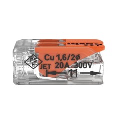 1 Pack of 10 - Wago 221 Series Lever Connector, 2-Way, 32A, 24 - 12 AWG Wire, Cage Clamp Termination