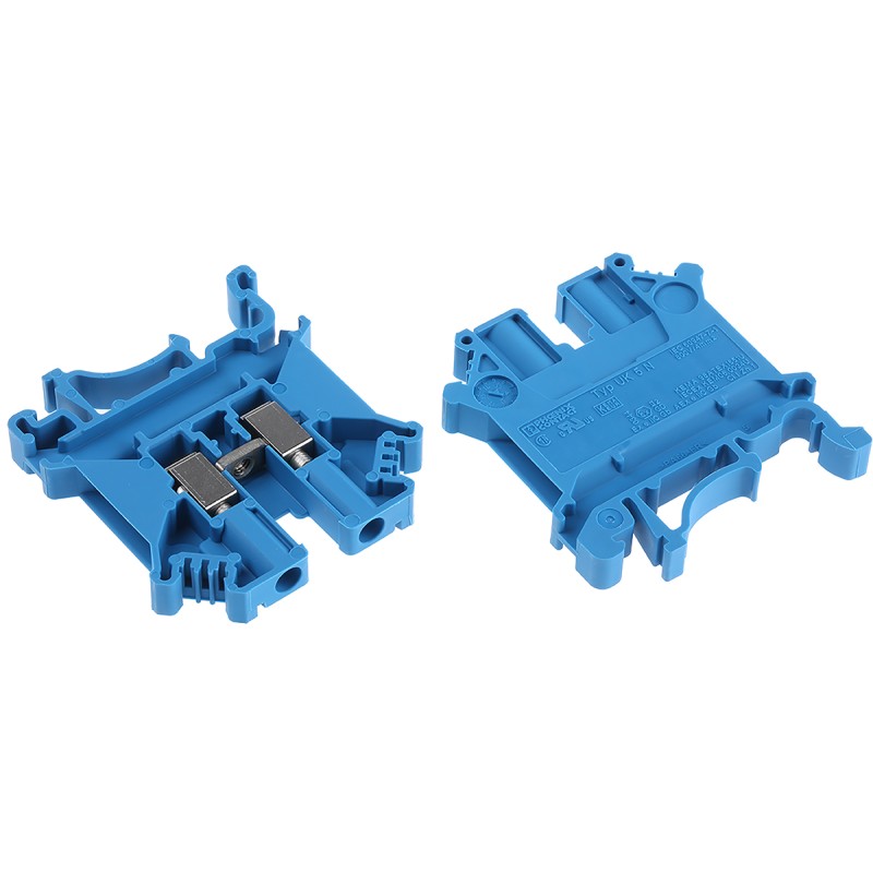 1 Pack of 10 - Phoenix Contact UK 5 N BU Series Blue Feed Through Terminal Block, 0.2 - 4mm², Single-Level, Screw Termination,