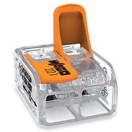 1 Pack of 10 - Wago 221 Series Lever Connector, 2-Way, 41A, 20 - 10 AWG Wire, Cage Clamp Termination