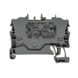 1 Pack of 10 - Wago TOPJOB S, 2002 Series Grey Feed Through Terminal Block, 2.5mm², Single-Level, Push-In Cage Clamp Termination
