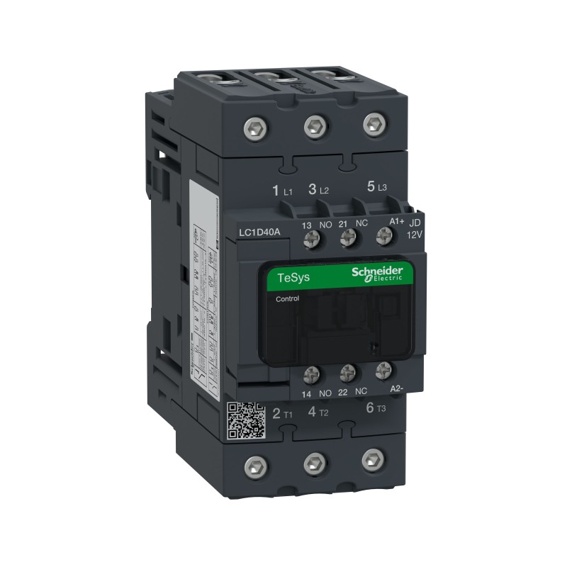 1 pcs - Schneider Electric LC1D Series Contactor, 12 V dc Coil, 3-Pole, 40 A, 3NO, 690 V ac/dc