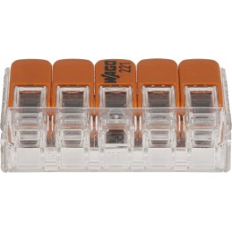 1 Pack of 10 - Wago 221 Series Lever Connector, 5-Way, 32A, 24 - 12 AWG Wire, Cage Clamp Termination