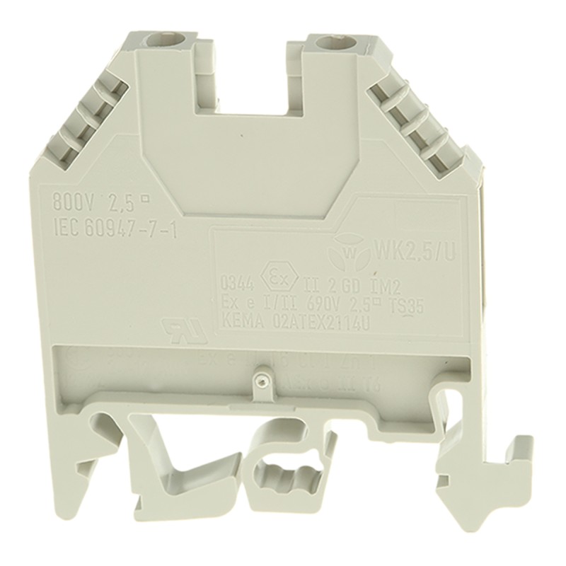 1 Pack of 10 - Wieland WK Series Grey Feed Through Terminal Block, 2.5mm², Single-Level, Screw Termination
