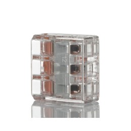 1 Pack of 10 - Wago 221 Series Lever Connector, 3-Way, 32A, 24 - 12 AWG Wire, Cage Clamp Termination