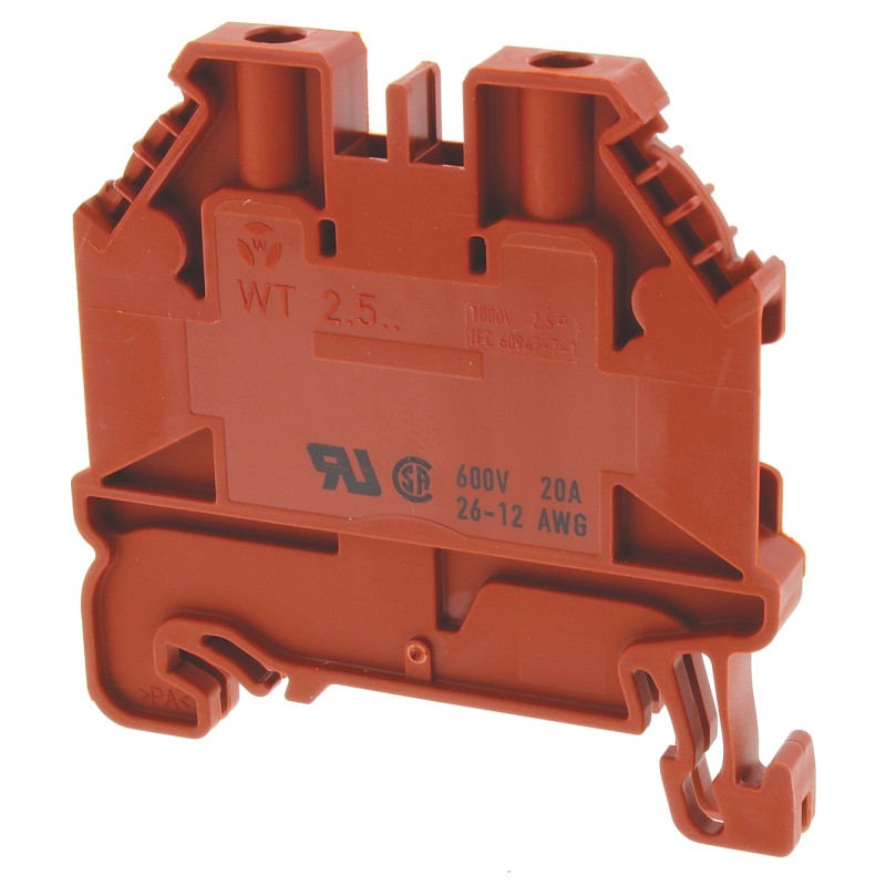 1 Pack of 10 - Wieland WT 2.5 Series Red Feed Through Terminal Block, 2.5mm², Single-Level, Screw Termination, ATEX