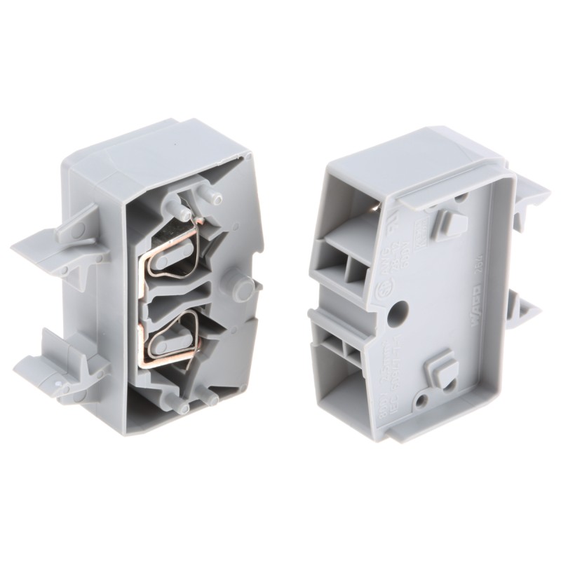 1 Pack of 10 - Wago 264 Series Grey Feed Through Terminal Block, 2.5mm², Single-Level, Cage Clamp Termination